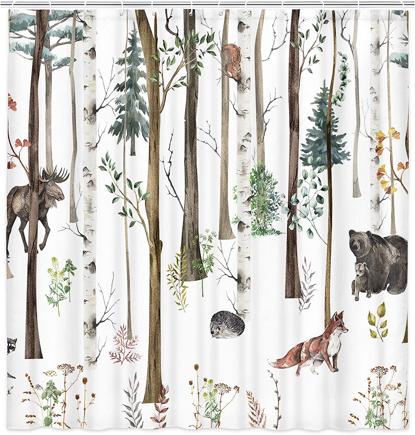 Forest Animals Shower Curtain for Rustic Lodge Bathroom Decor
