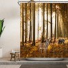Forest Animals with Trees and Falling Leaves Shower Curtain for Nature-Loving Bathrooms