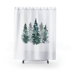 Forest Bath Set With Pine Trees Scene Boho Shower Curtain And Modern Botanical Print