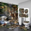 Forest Creek Deer Christmas Elk Printed Pattern Waterproof Shower Curtain Hotel Style