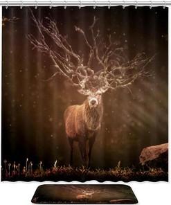 Forest Deer Shower Curtain Waterproof Curtain For The Bathroom - Forest Deer Shower Curtain
