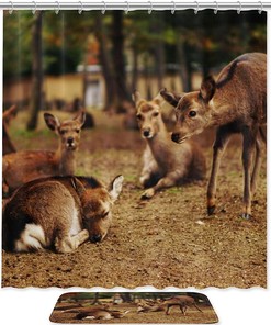 Forest Deers Shower Curtain For Rustic Bathroom Decoration - Forest Deers Shower Curtain