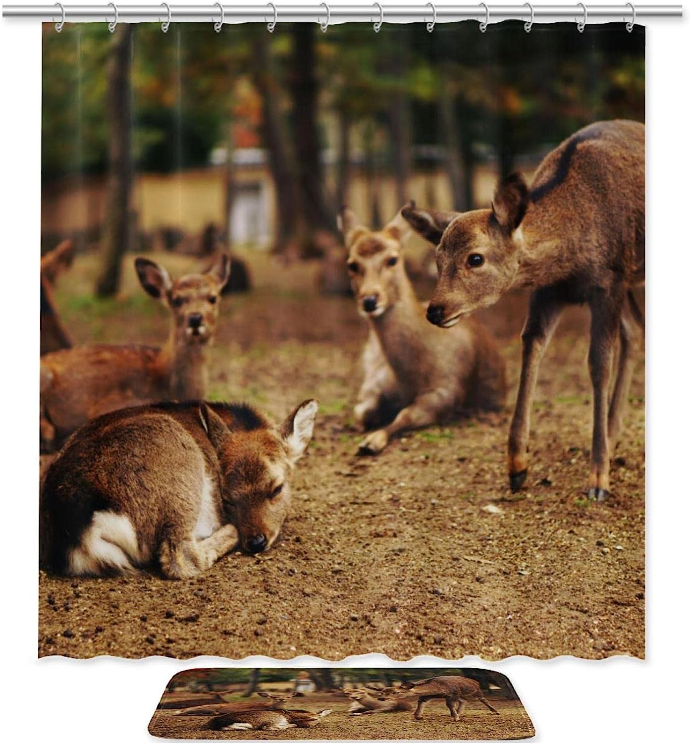 Forest Deers Shower Curtain For Rustic Bathroom Decoration - Forest Deers Shower Curtain