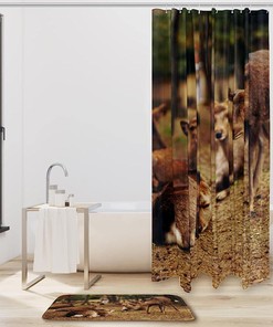 Forest Deers Shower Curtain For Rustic Bathroom Decoration - Forest Deers Shower Curtain