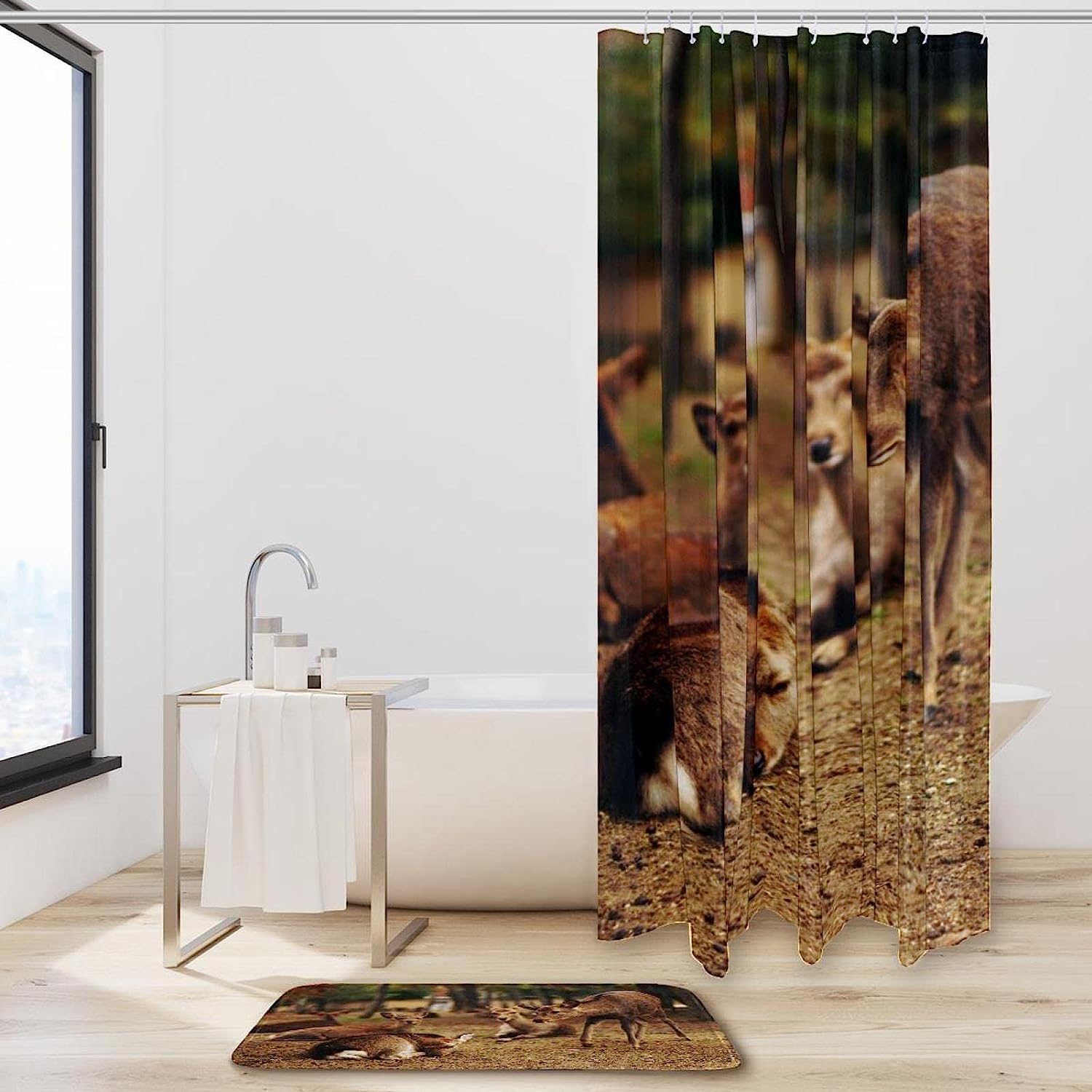 Forest Deers Shower Curtain For Rustic Bathroom Decoration - Forest Deers Shower Curtain