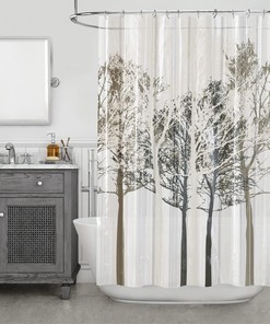 Forest Design Shower Curtain, Waterproof and Rustproof with 12 Grommet Holes, Lightweight yet Durable for Bathroom