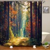 Forest Jungle Green Plant Shower Curtain with Spring Summer Scenery & Style