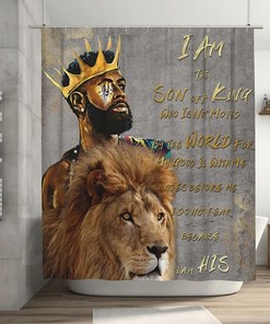 Forest Jungle Lion Gold Black Fashion Man Inspirational Prince Quotes Unique Shower Curtain Afro Home Decoration