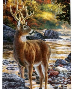 Forest Jungle Wildlife Cute Deer Hunting Camo Shower Curtain for a Rustic Bathroom
