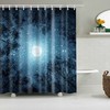 Forest Landscape Shower Curtain with Blue Starry Night Theme 