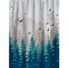 Forest Mountain Happy Camper Fabric Shower Curtain for RV Bathroom Decor