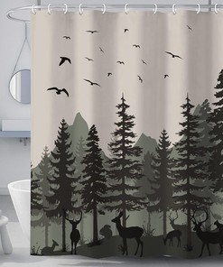Forest Mountains Shower Curtain For An Adventure-Themed Bathroom