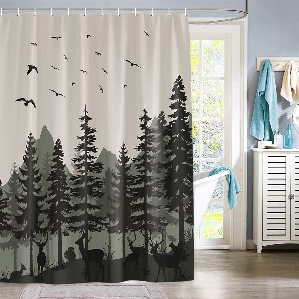 Forest Mountains Shower Curtain For An Adventure-Themed Bathroom - Image 2