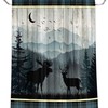 Forest Night Deer Elk Waterproof Fabric Curtain For Bathroom Decor - Forest Night Deer Elk