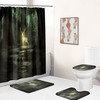 Forest River And Elk Deer Shower Curtain, Rustic Bathroom Decor With Natural Motif