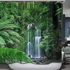 Forest Scenery Shower Curtain, Tropical Green Leaves Great Waterfall Australian Daintree Rainforest Shower Curtain