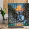 Forest Scenery Shower CurtainNatural Landscape Green Jungle Rock Waterfall Bathroom Decor with Waterproof Fabric