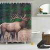 Forest Scenic Elk Shower Curtain - Waterproof Fabric Bathroom Accessory