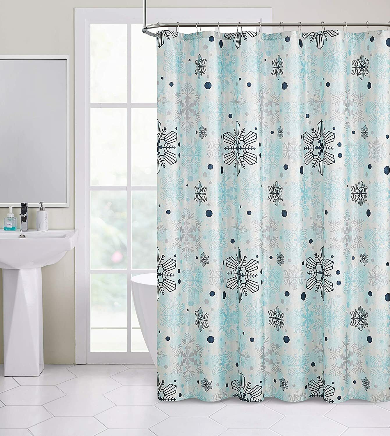 Forest Snowflake Winter Shower Curtain