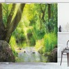 Forest Stream Cascade Tropical Print Shower Curtain For Serene Bathroom Decor - Forest Shower Curtain