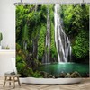 Forest Sunlight Shower Curtain, Tropical Green Leaves Great Waterfall Australian Daintree Rainforest Shower Curtain