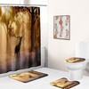 Forest Trees And Elk Print Shower Curtain, Rustic Bathroom Decor