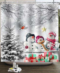 Forest Truck and Snowflake Winter Shower Curtain