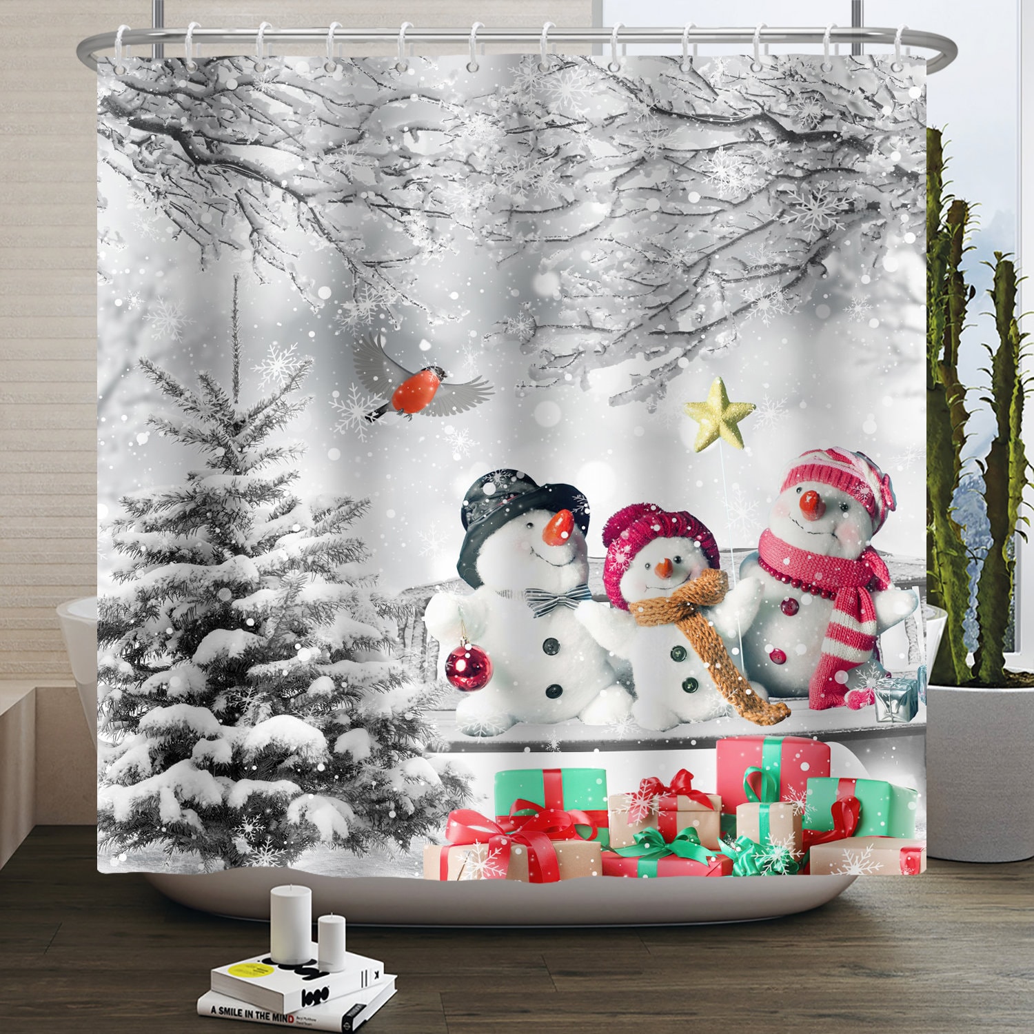 Forest Truck and Snowflake Winter Shower Curtain