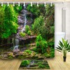 Forest Waterfall River Print Bathroom Waterproof Shower Curtain