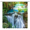 Forest Waterfall Shower Curtain, Green and Serene Bathroom Decor