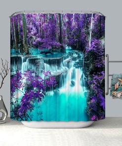 Forest Waterfalls Stream Waterproof Shower Curtain For Natural Bathroom Decor