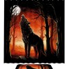 Forest Wolf Shower Curtain with Wildlife Animal Print for Bathroom Decor 