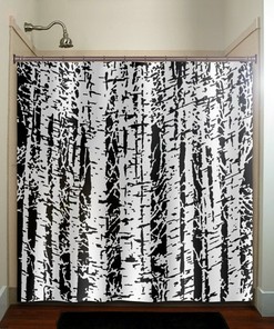 Forest Woodland White Birch Trees Shower Curtain, Customizable For Bathroom And Home Decor