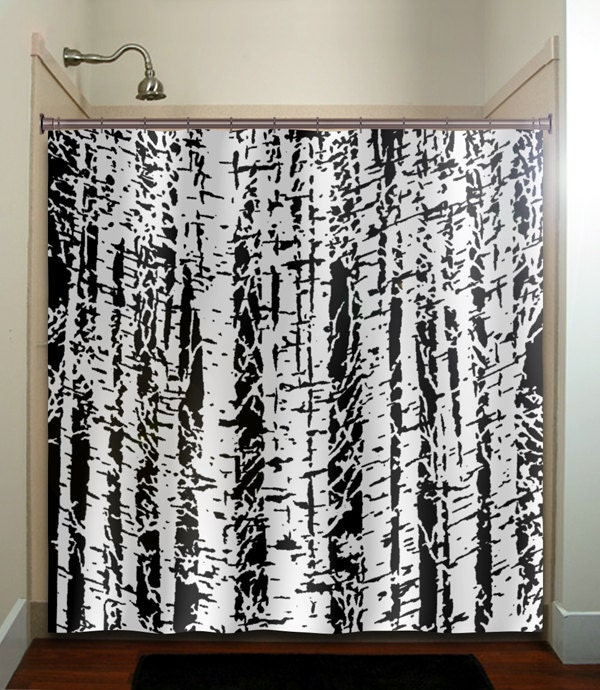 Forest Woodland White Birch Trees Shower Curtain, Customizable For Bathroom And Home Decor