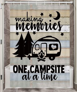 Forests Fire Small Shower Curtain Waterproof Fabric Bath For Rv Camper, Perfect For Travel Shower Curtain