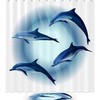 Four Dolphins Print Shower Curtain, Waterproof Fabric for Bathroom Decor