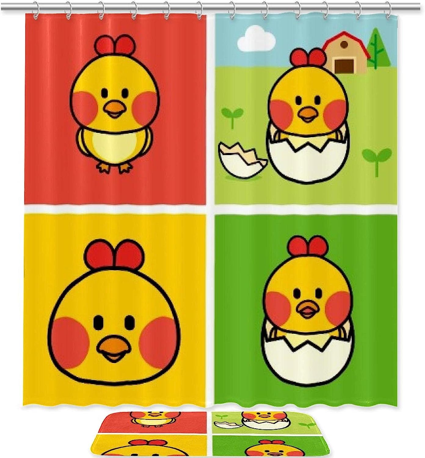 Four Ducks Bathroom Shower Curtain With Waterproof Bath Curtain For Kids Bathroom Decor