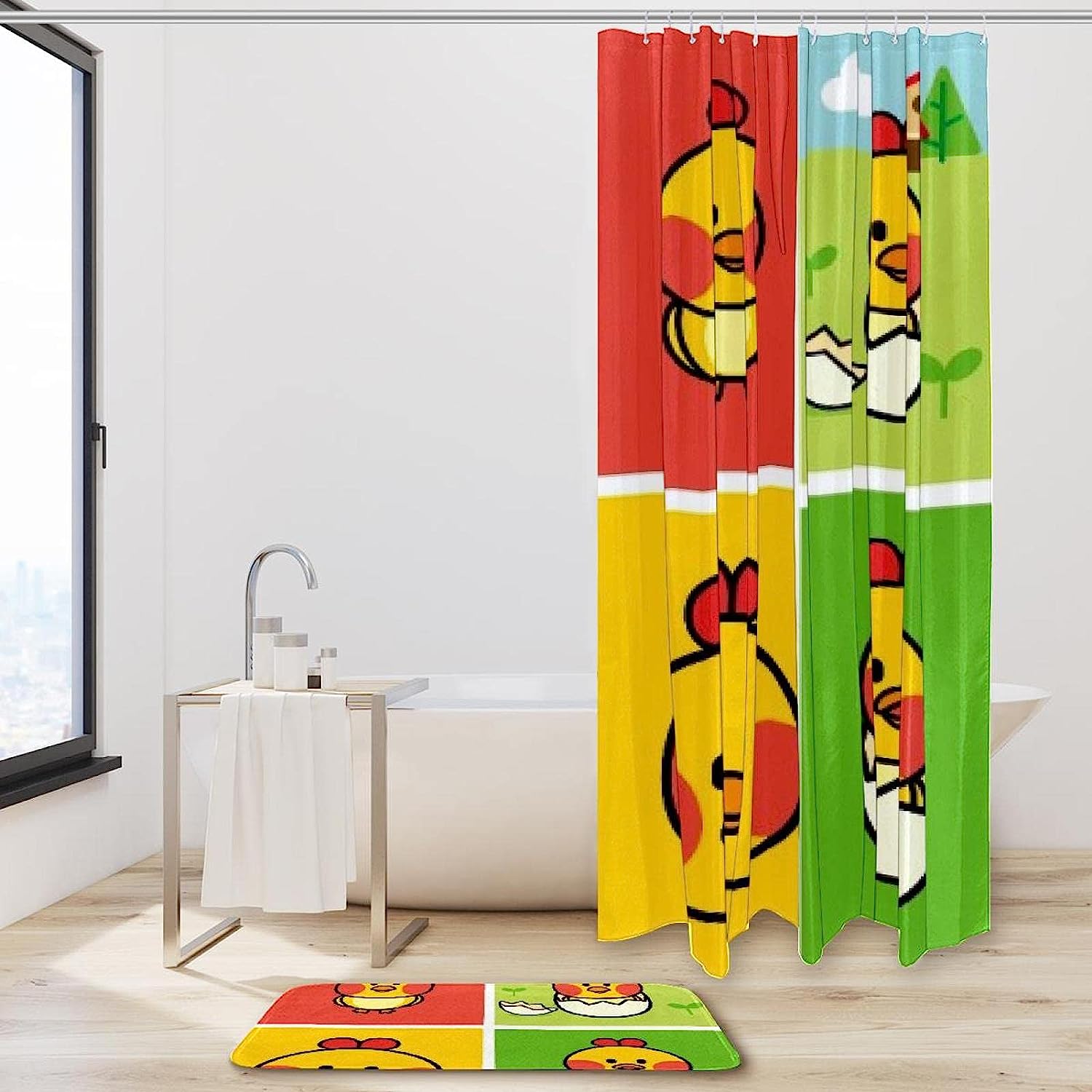 Four Ducks Bathroom Shower Curtain With Waterproof Bath Curtain For Kids Bathroom Decor