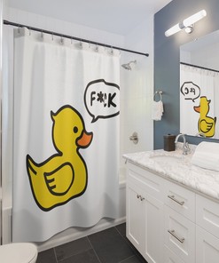 Four Ducky Letters Shower Curtain For Adorable Bathroom Decor