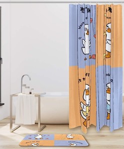 Four Little Ducks Pattern Shower Curtain, Microfiber Bathroom Accents Fabric, And Machine Washable For Fun