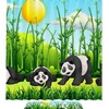 Four Pandas in The Green Bamboo Field Full Size Shower Curtain