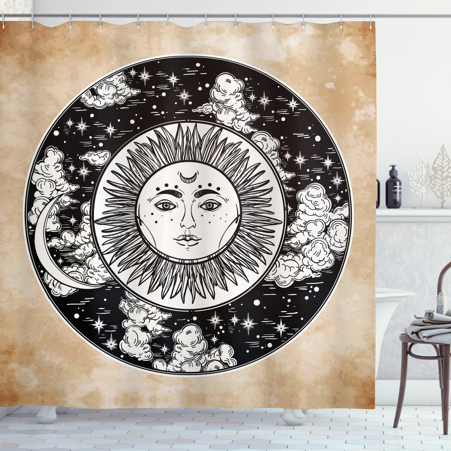 Fox Bear Arrows Print Tribal Shower Curtain for Rustic Bathroom Decor