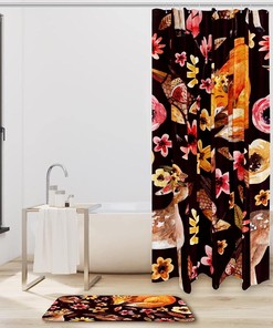 Foxes Bird Deer Shower Curtain With Waterproof Fabric For A Natural And Relaxing Bathroom Decor