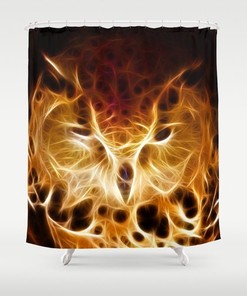 Fractal Owl Photo Shower Curtain Bird Photo Bird Curtain Bathroom Decor for Owl Lovers