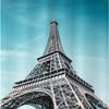 France Eiffel Tower Shower Curtain with Modern Urban Buildings Skyscrapers Aesthetic for Vintage Bathroom Decor