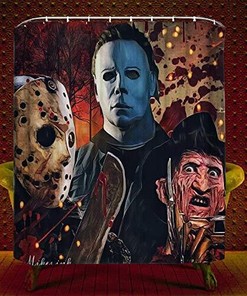 Freddy, Jason And Michael Myers Halloween Shower Curtain For Bathroom Decor