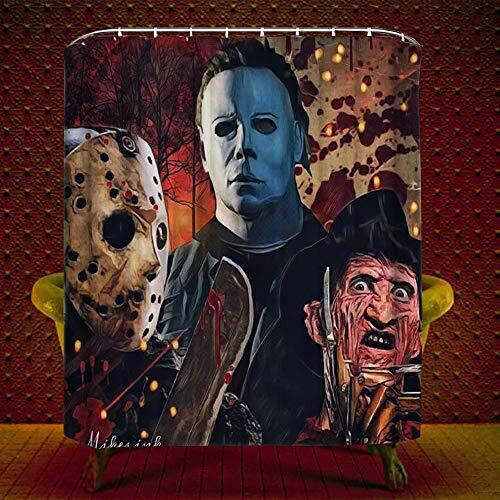 Freddy, Jason And Michael Myers Halloween Shower Curtain For Bathroom Decor