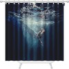 Free-Diver Girl Underwater Shot Shower Curtain Mermaid Tale Stall Bathroom Decor