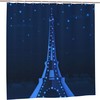 French Blue Cutout Paper Night Eiffel Travel Beautiful View Tower Landmarks Stars Artwork Shower Curtain