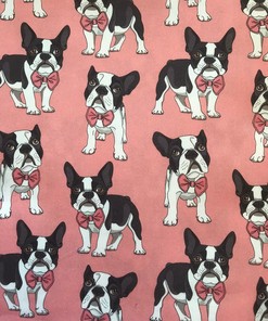 French Bulldog 1 Meter Piece Fabric 61 Wide For Home Decoration With Fabric Shower Curtain Or Valance Caf© Panels